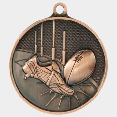 evright.com | Large AFL Footy Medal Kicking Goal Posts Bronze | 70mm