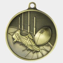 evright.com | Large AFL Footy Medal Kicking Goal Posts Gold | 70mm