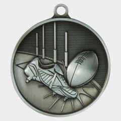 evright.com | Large AFL Footy Medal Kicking Goal Posts Silver | 70mm