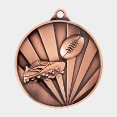 evright.com | Large AFL Footy Medal Kicking Sunrise Bronze | 70mm