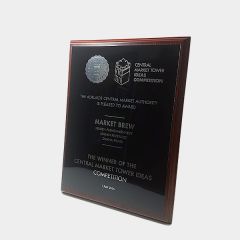Polished Plaque with Engraved Black Aluminium - Portrait