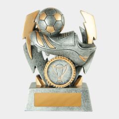 evright.com | Double Lightning Strike Series Soccer Trophy | 100mm