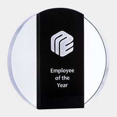 Black Moonstone Black and Clear Crystal Award Circle