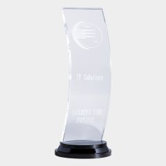 Black Moonstone Black and Clear Crystal Award Curve