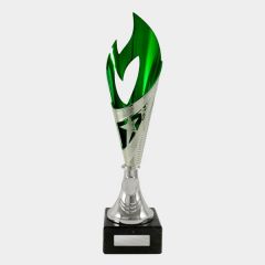 evright.com | Flamenco Cup Dance / Calisthenics Trophy - Silver + Green | 310mm