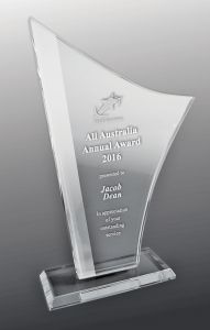 evright.com | Clear Glass Award on Base Sandblast Finish Sail 