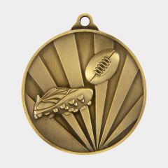 evright.com | Large AFL Footy Medal Kicking Sunrise Gold | 70mm
