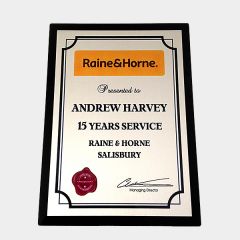 Polished Timber Plaque with Printed Gold Aluminium (Portrait)