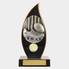evright.com | AFL Footy Trophy Flame Timber Boot and Ball | 230mm