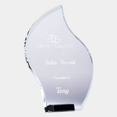 evright.com | Bevelled Flame Glass Award on Black Base