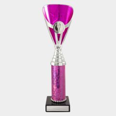 evright.com | Arianna Cup Dance / Calisthenics Trophy - Silver + Pink | 272mm
