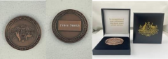 Antique copper desktop medallion