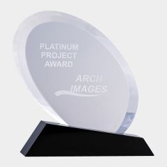 Ebony Black and Clear Crystal Award Oval