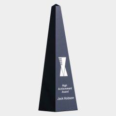 Ebony Black and Clear Crystal Award Obelisk