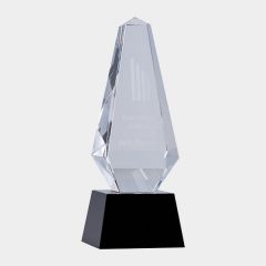 Ebony Black and Clear Crystal Award Obelisk