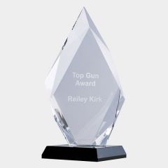 Ebony Black and Clear Crystal Award Arrowhead