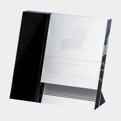Ebony Black and Clear Crystal Award Rectangle