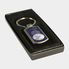Shiny Metal Keychain with Sublimated Centre - gift boxed rectangle