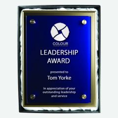 Silver Plaque with Blue Glass