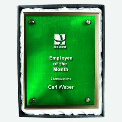 Silver Plaque with Green Glass