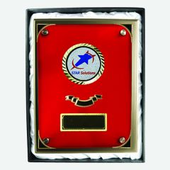 Silver Plaque with Red Glass