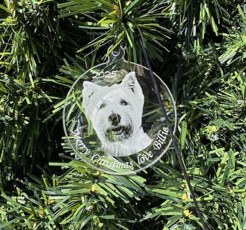laser engraved bauble Billie's 2025 Christmas Bauble